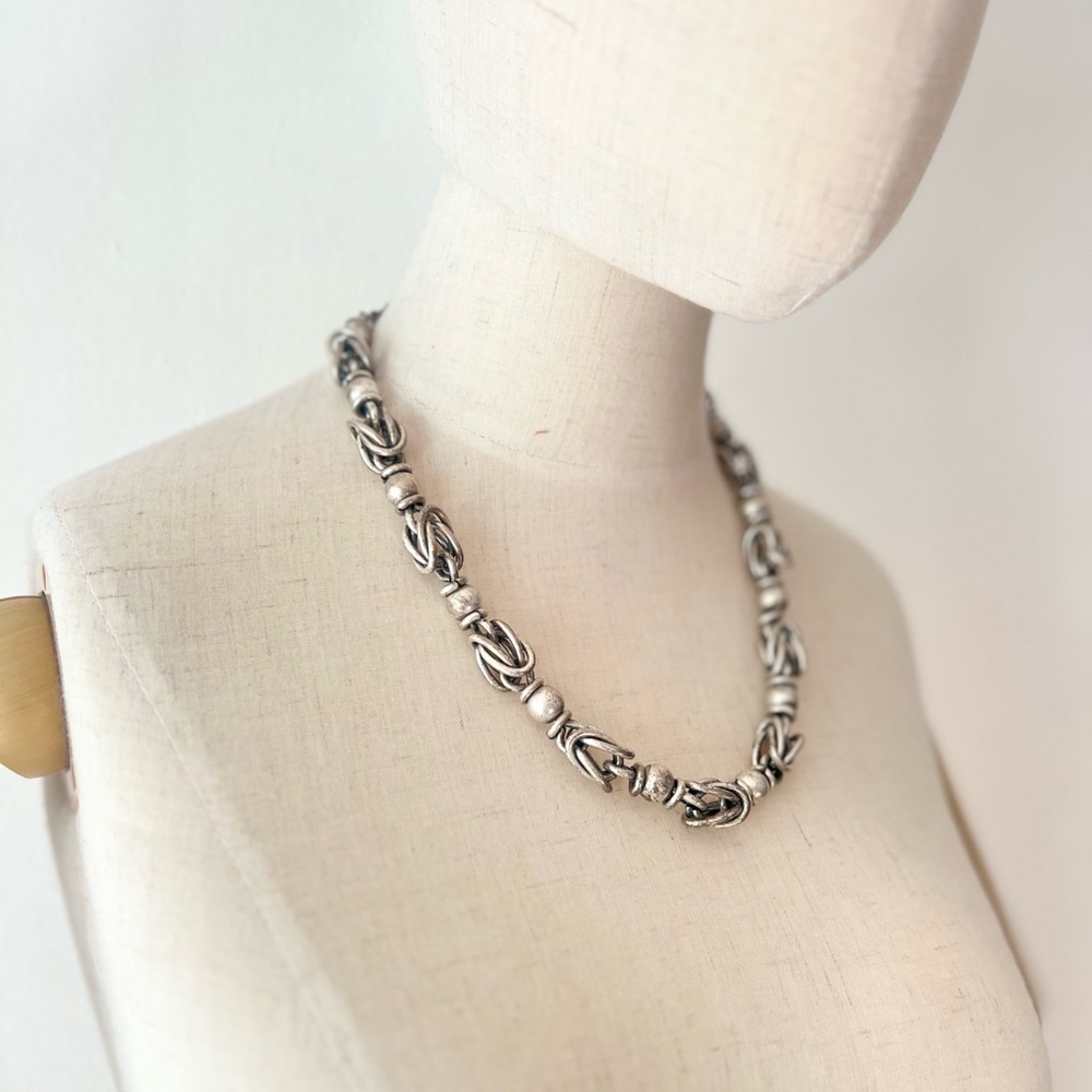 90’s 90s Vintage STREETWEAR Raver Grunge Barbed Wire Silver Choker Necklace - Picture 7 of 7